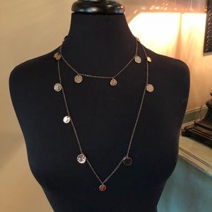 Bronze Antiqued Gold Necklace w Round Dangles